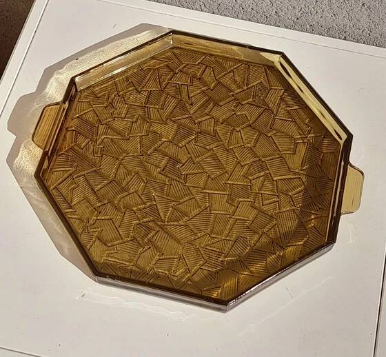 Plateau en verre fumé art déco