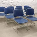 Chaises de salle à manger empilables minimalistes Matrix Krueger par Thomas Tolleson années 70