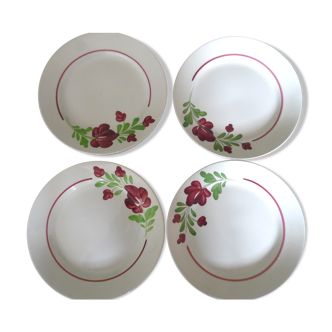 Set of 4 plates Lunéville hand painted
