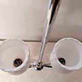 Vintage opaline lampshade chrome duck 2-arm chandelier