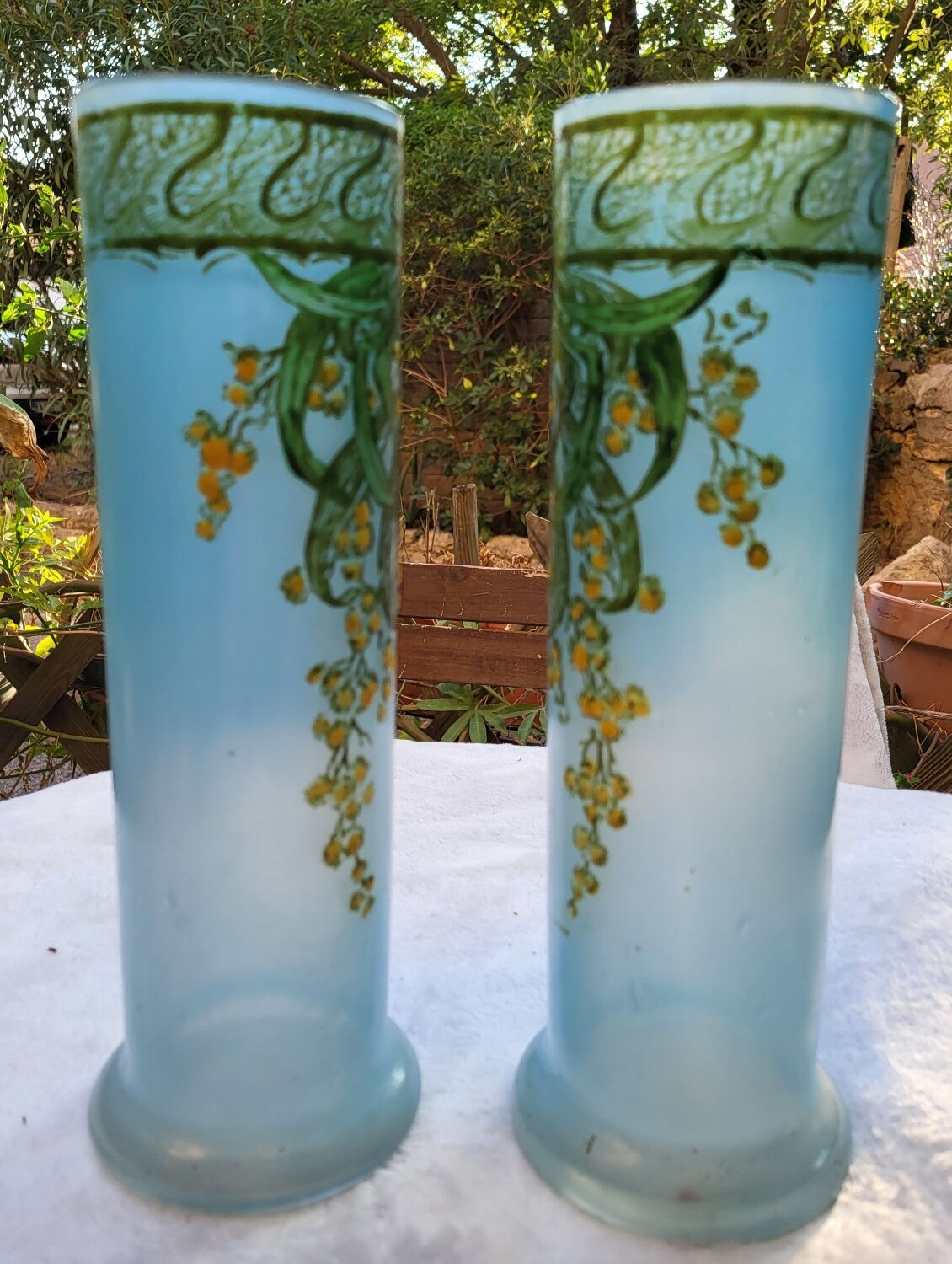 Pair of Legras art nouveau vases