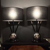 Pair of Art Deco "Sputnik Ball" Lamps in the Jacques Adnet style, circa 1930/4