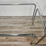 1970s Bauhaus table in chromed tubular steel and glass