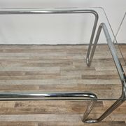 1970s Bauhaus table in chromed tubular steel and glass