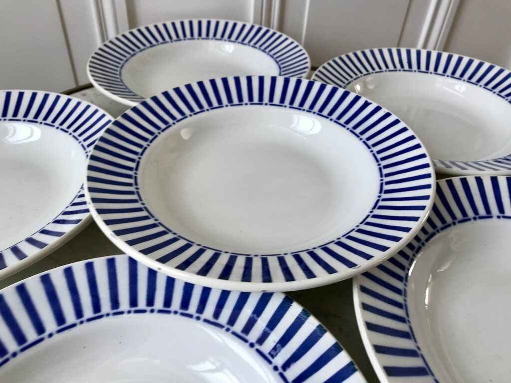 Lot of 6 hollow plates digoin sarreguemines model "monique" 30s