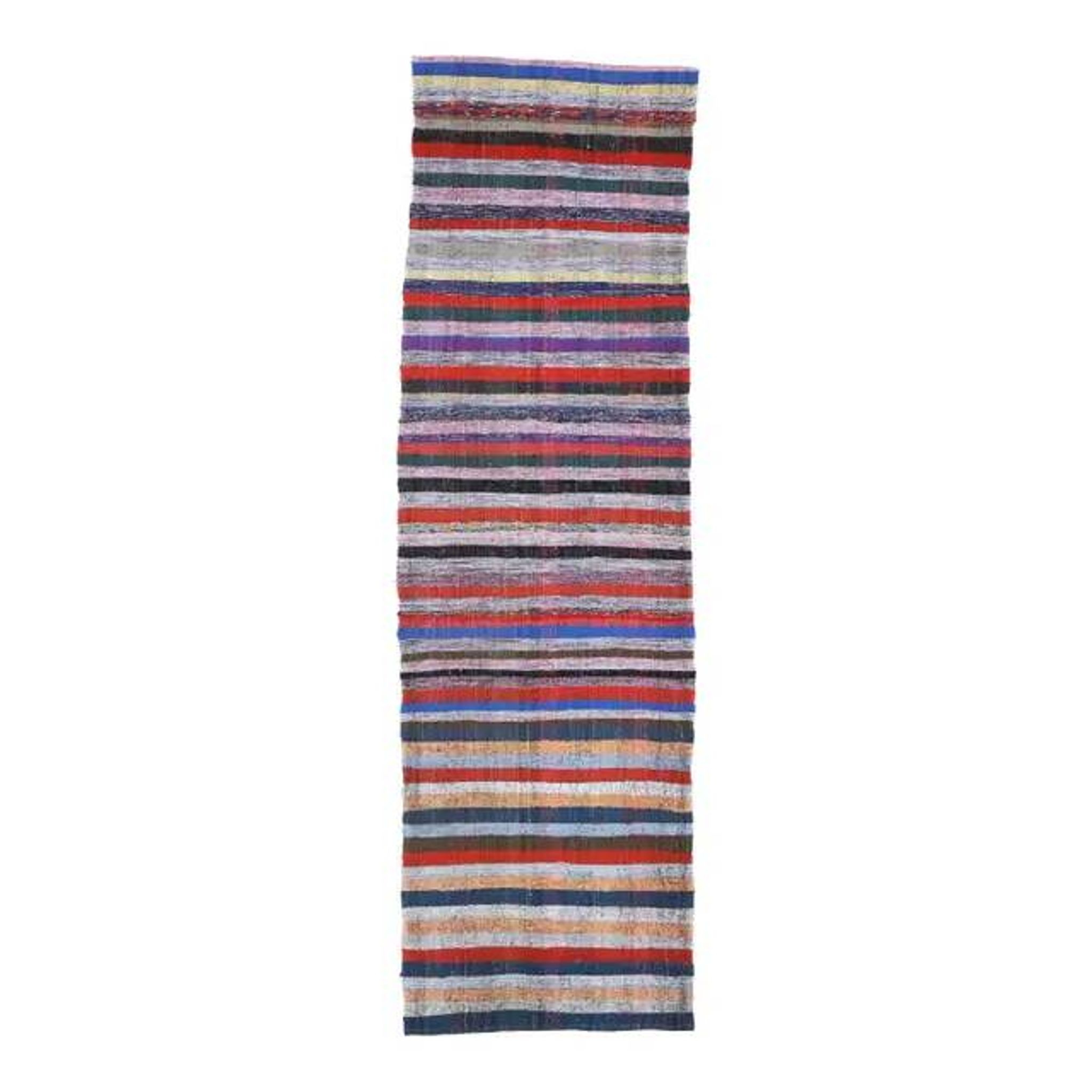 Vintage Turkish Hand-Knotted Wool Cotton Red Kilim Runner Rug 100x335