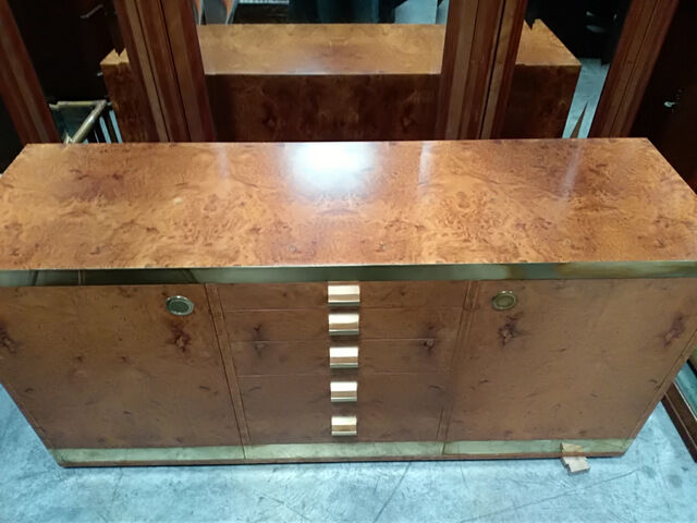 Sideboard in elm and brass burr Willy Rizzo
