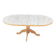 Extendable round dining table with central leg, renovated in solid wood, 200cm