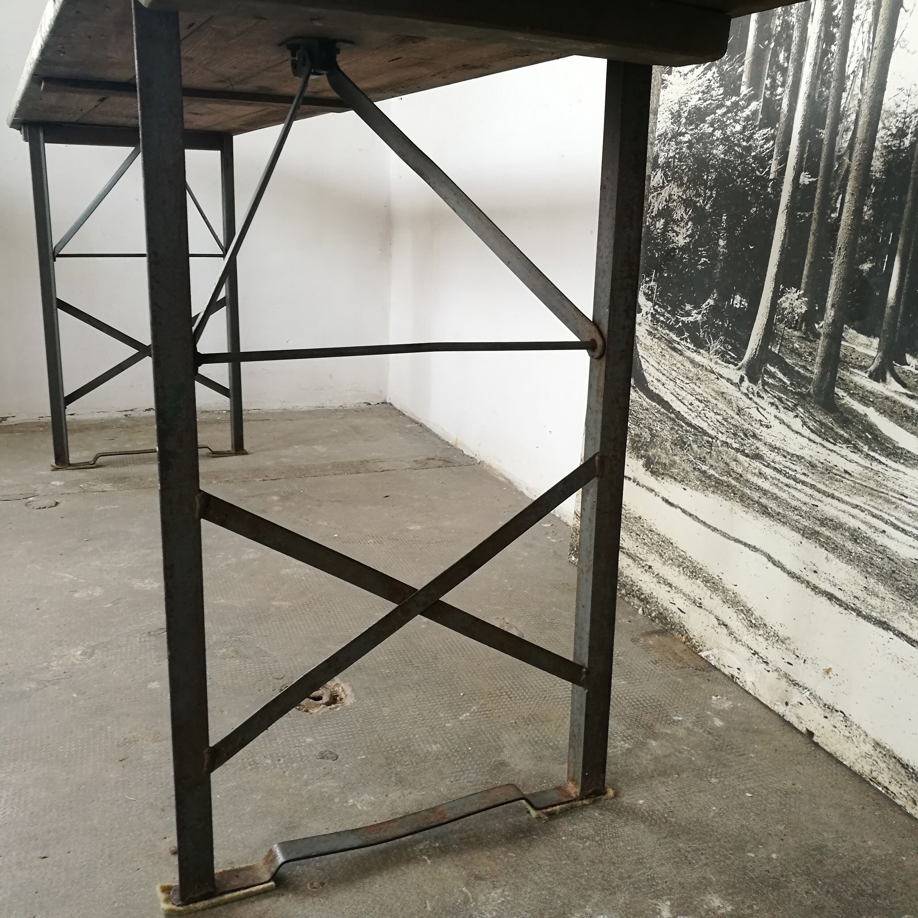 Folding brewery table