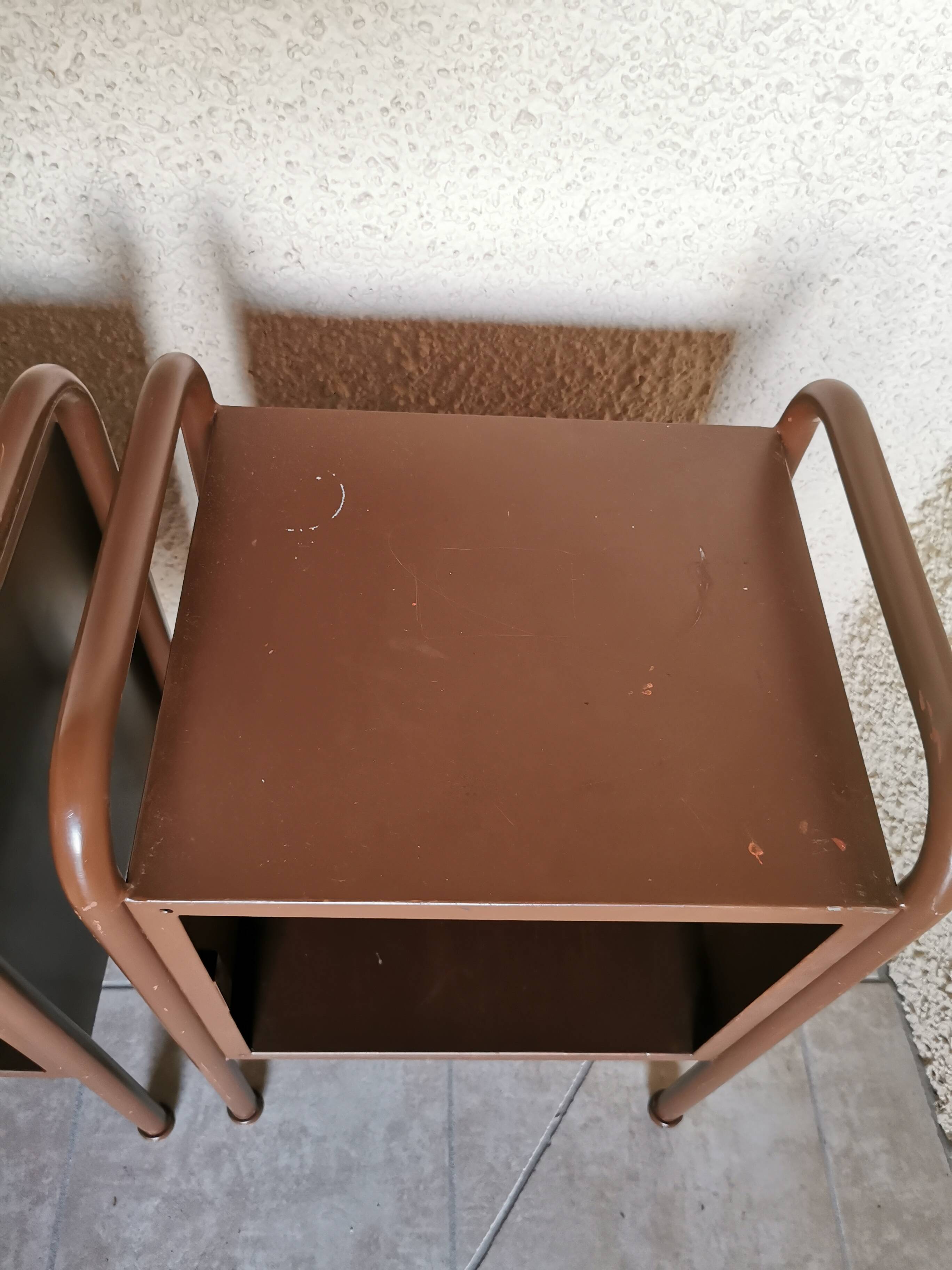 Pair of boarding school bedside tables