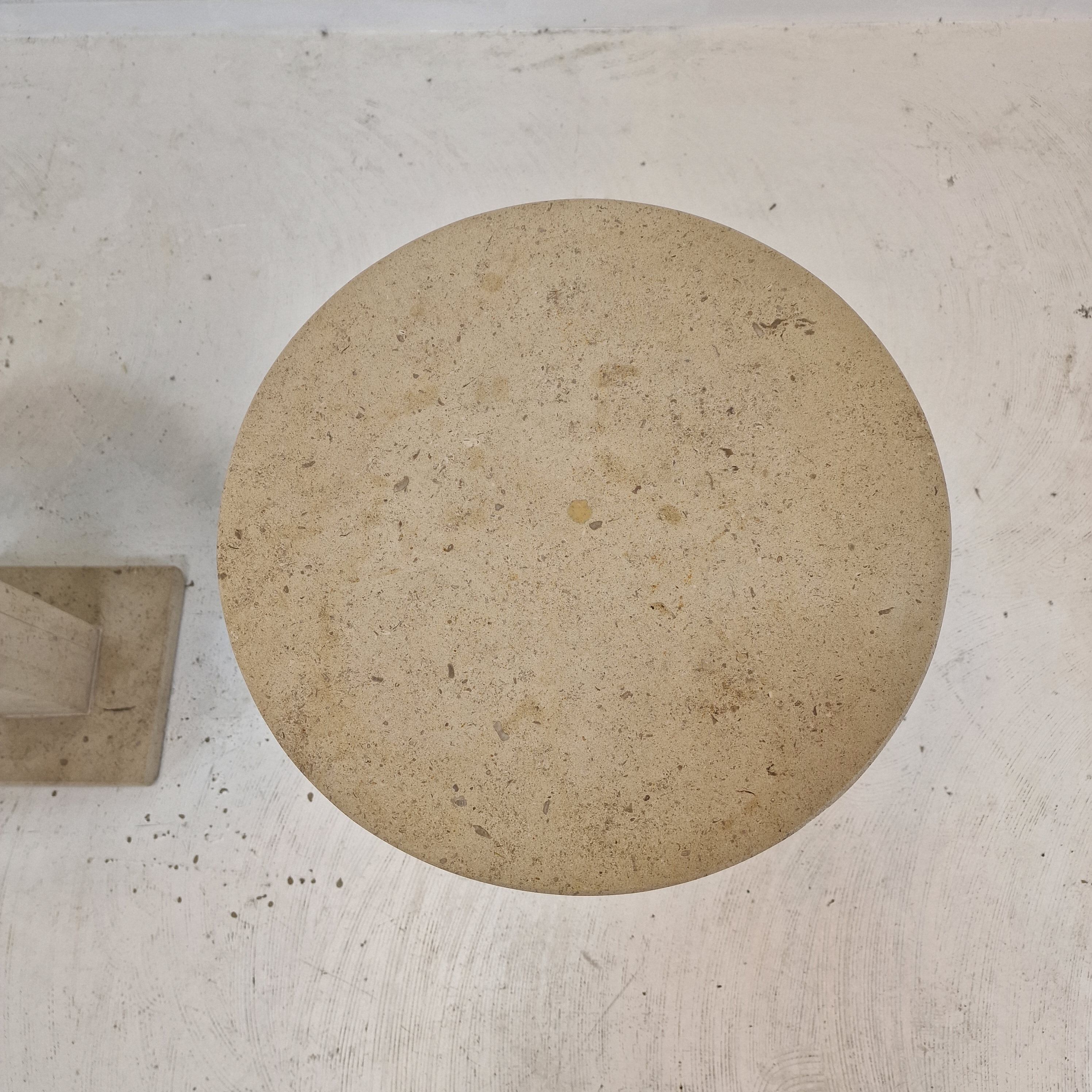 Set of 2 Italian Travertine for Stone Pedestals or Side Tables, 1980's