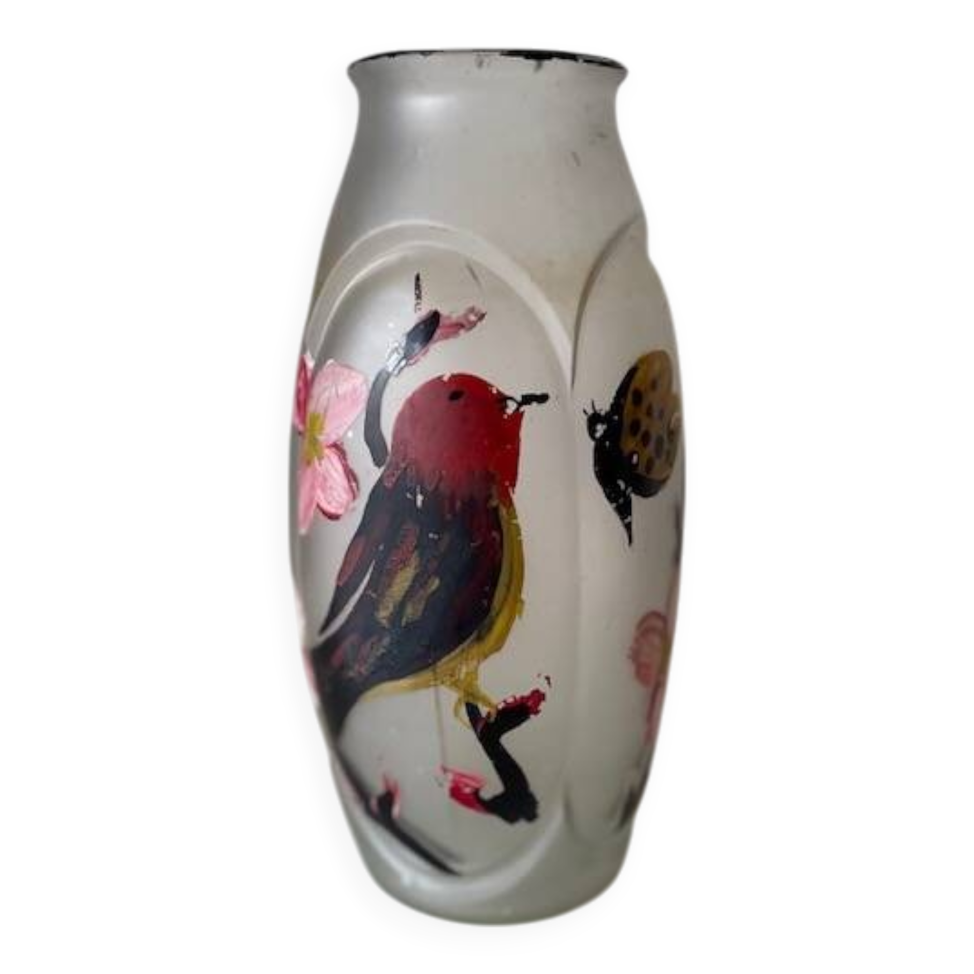 Antique frosted glass vase