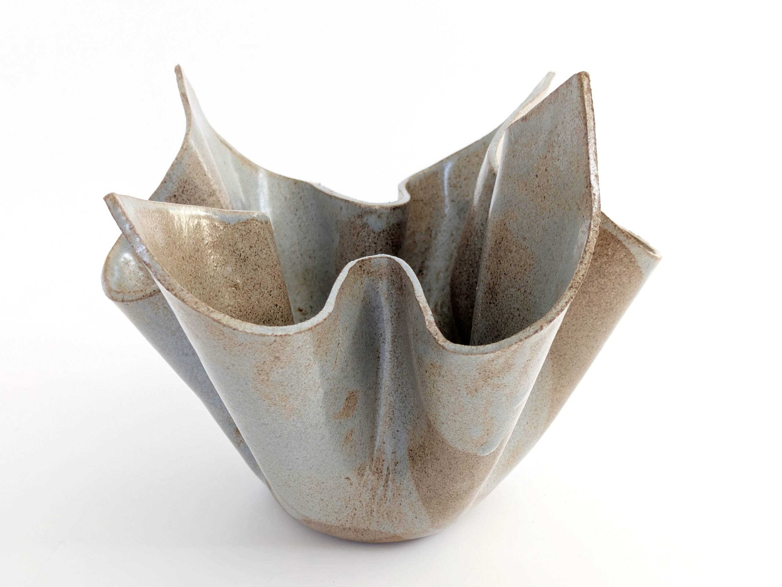 Vintage Willy Guhl style folded ceramic vase, 1960s