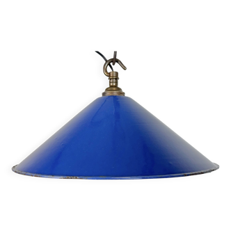 Industrial Blue Enamel Factory Pendant Lamp, 1950s