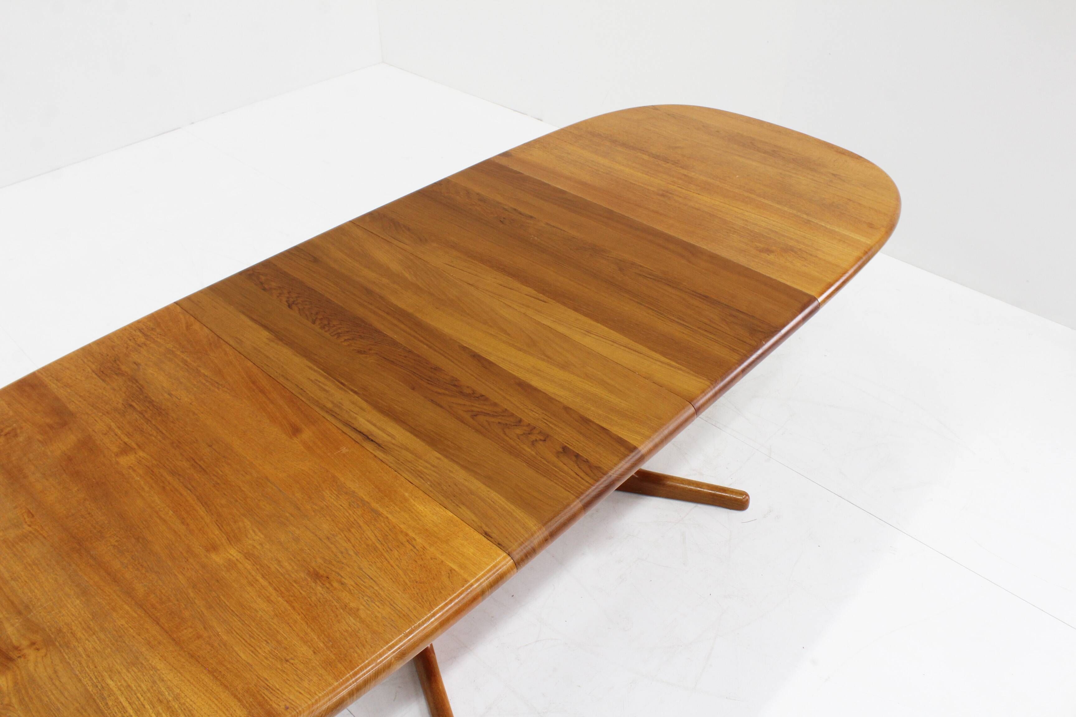 Vintage Glostrup Danish oval extendable dining table solid teak 1960s