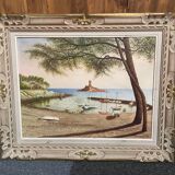 Signed painting The port of Antibes