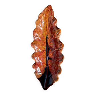 Magnificent leaf-shaped basket signed Vallauris