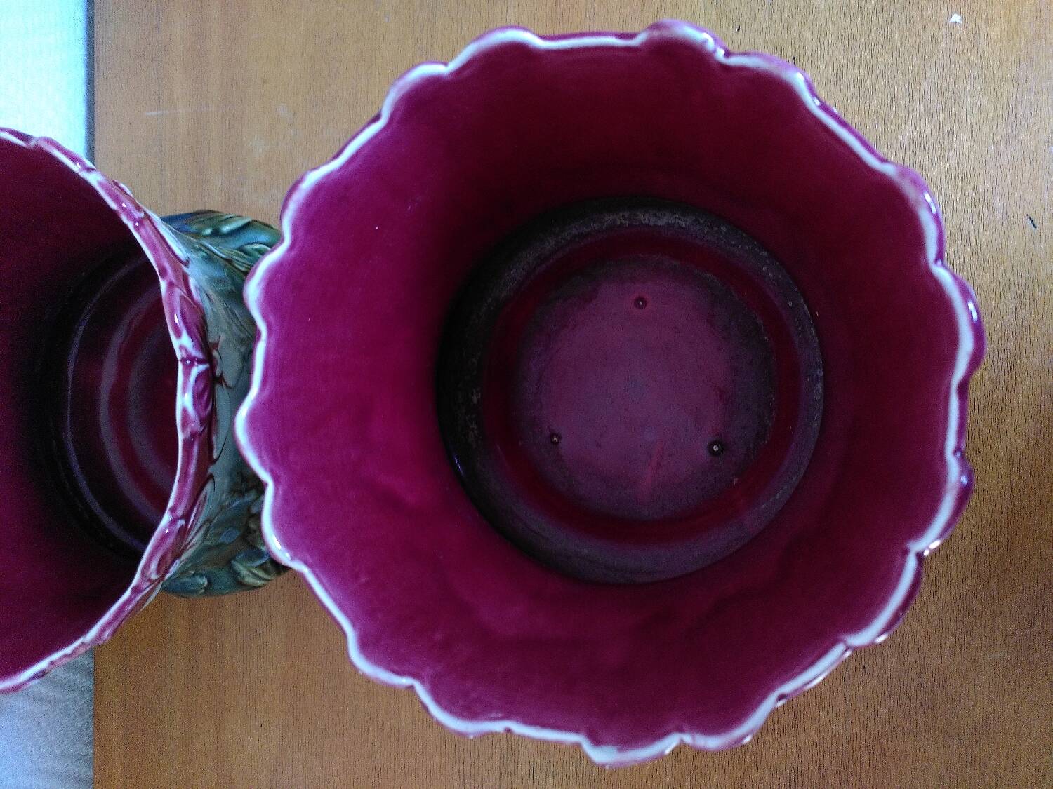 Pair of Art Nouveau majolica plant pots