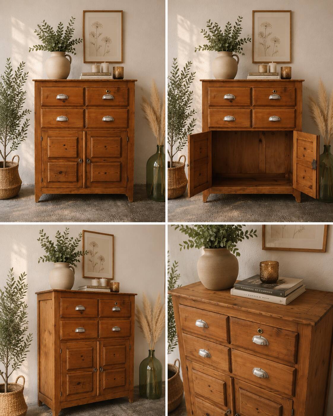 Small antique workshop furniture made of solid wood.