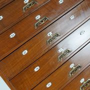Very Tall Dutch Art Nouveau Walnut Apothecary Cabinet Barber Cabinet, 1900s