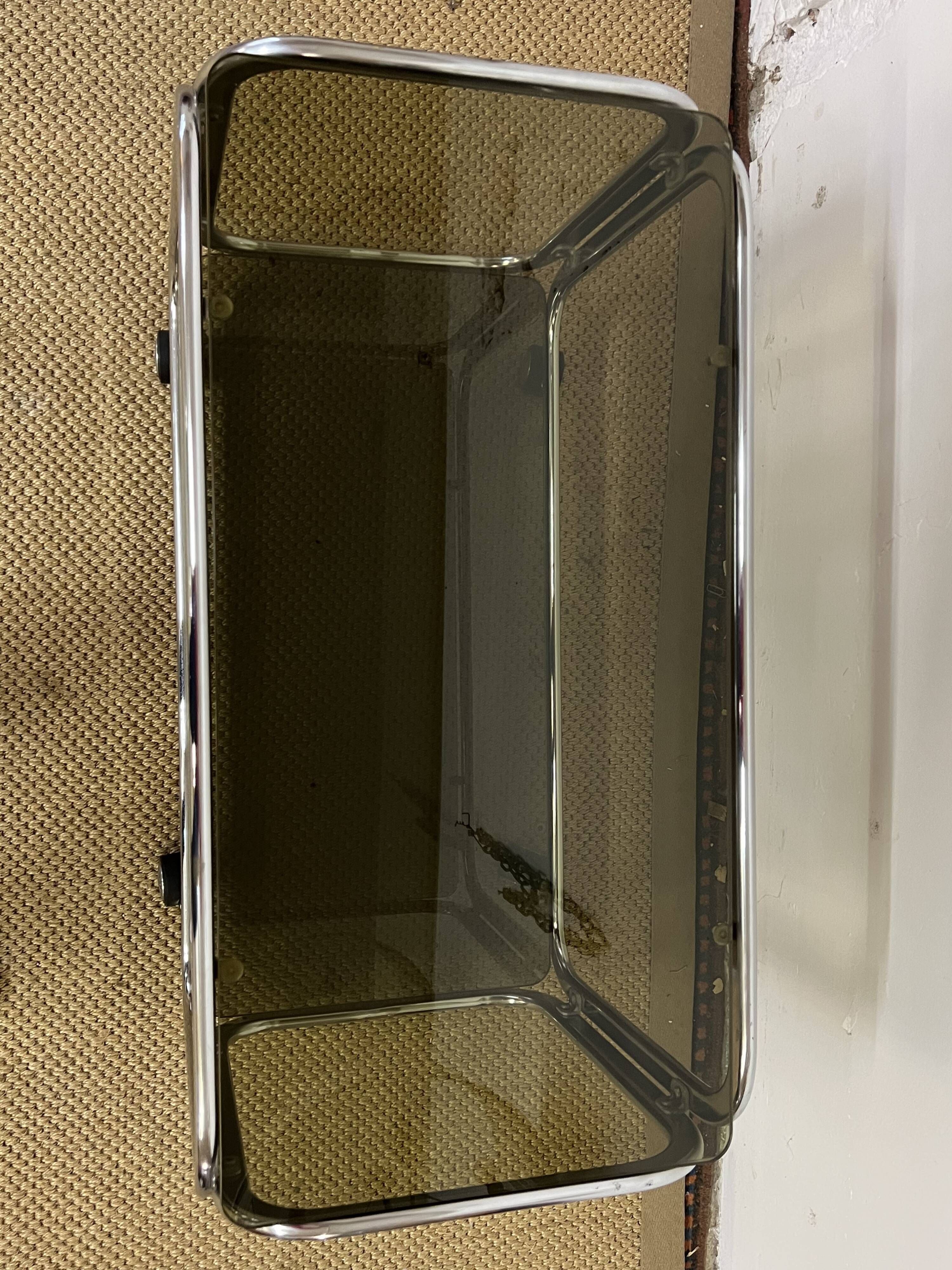 Metal and smoked glass rolling trolley / Bar cart from the 70s
