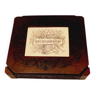 Jeu de société - Coffret de Backgammon - Vintage - Bois, Céramique