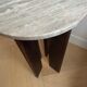 Marble side table with solid oak