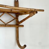 1960s rattan wall hook shelf