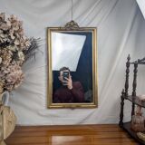 Golden Wall Mirror 57x33 Rococo Style, Louis XV in Wood and Stucco Vintage 50s