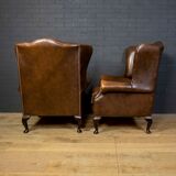 Set of Chesterfield armchairs with footstool
