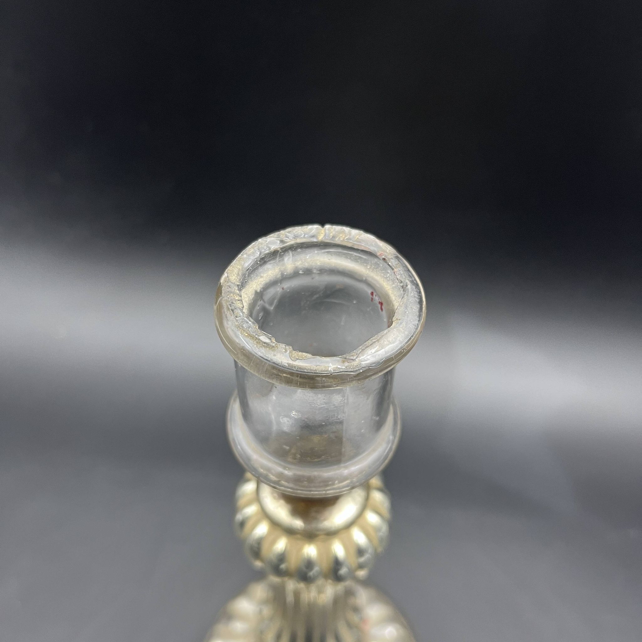 Bougeoir en verre eglomisé XIXe 19e