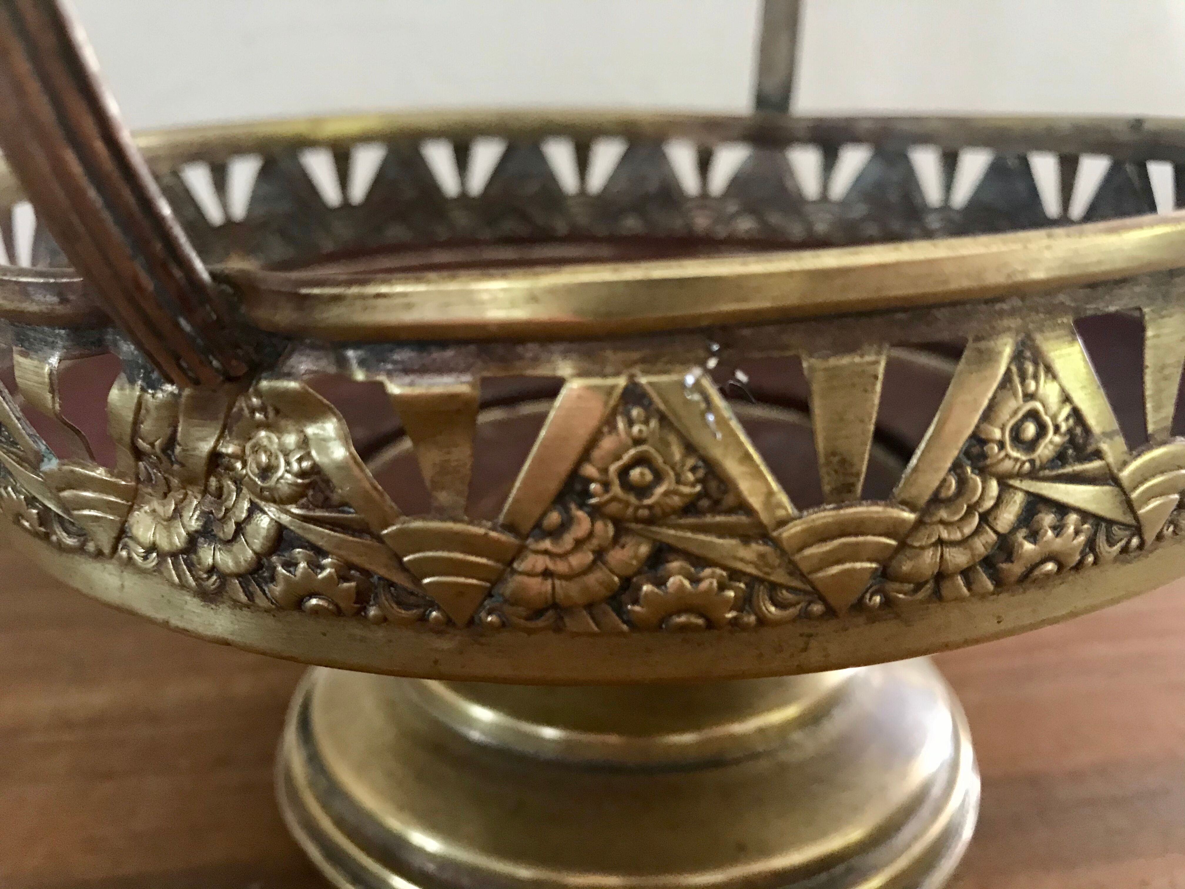 Art Deco brass basket