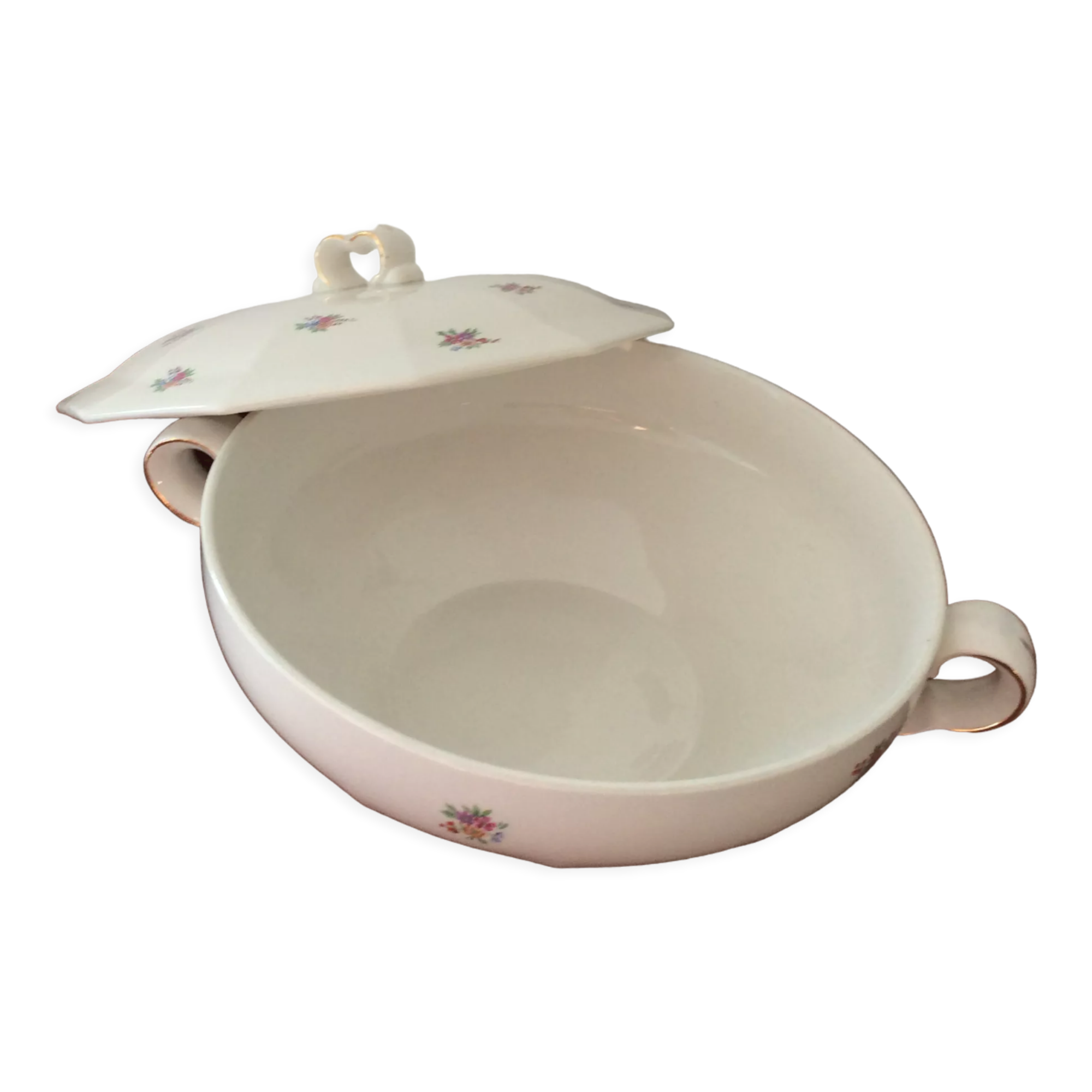 Old dodecagon tureen opaque porcelain Ceranord "Minerva"