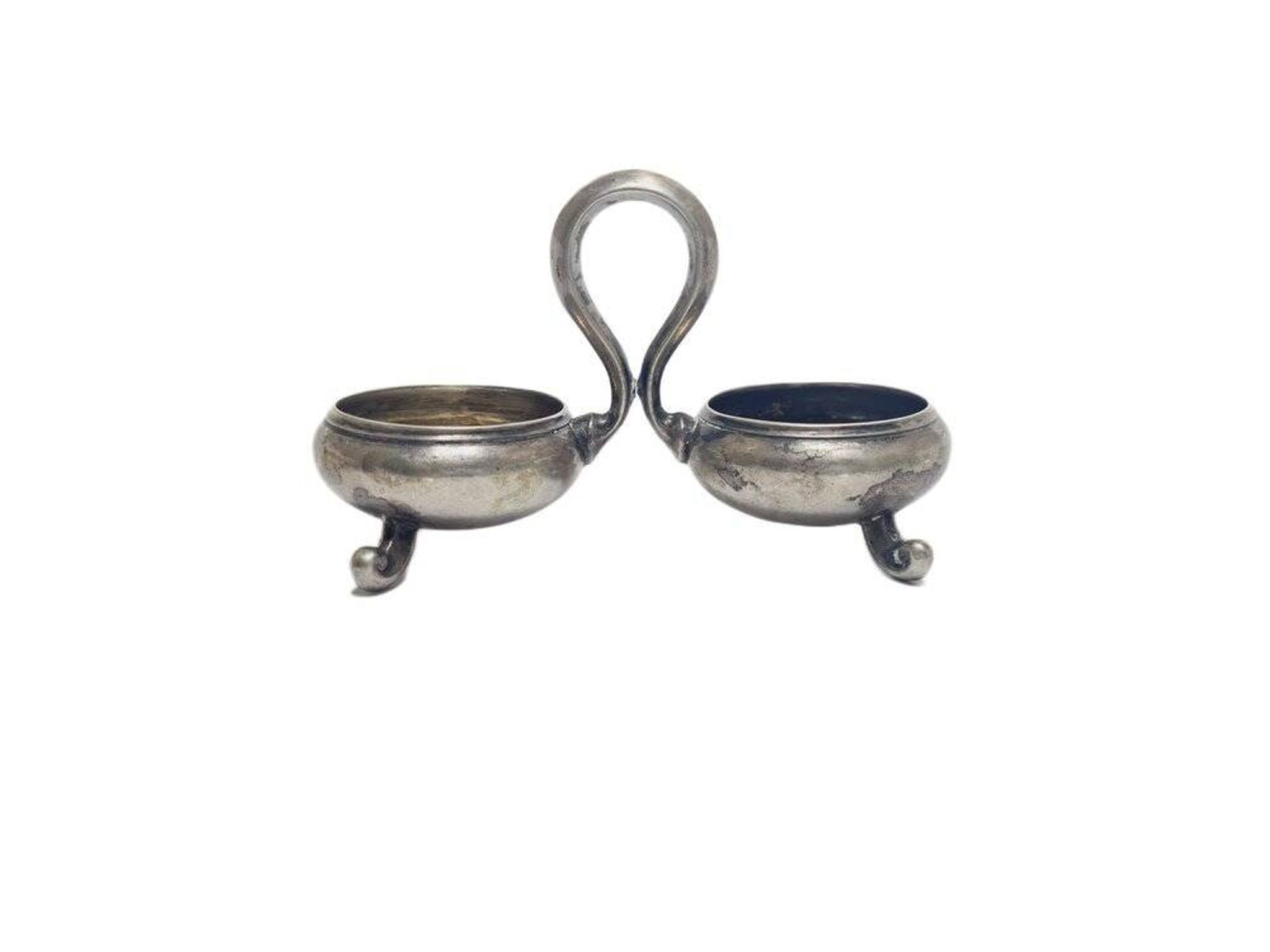 Eclectic silver salt and pepper holder, Germany, 1890s