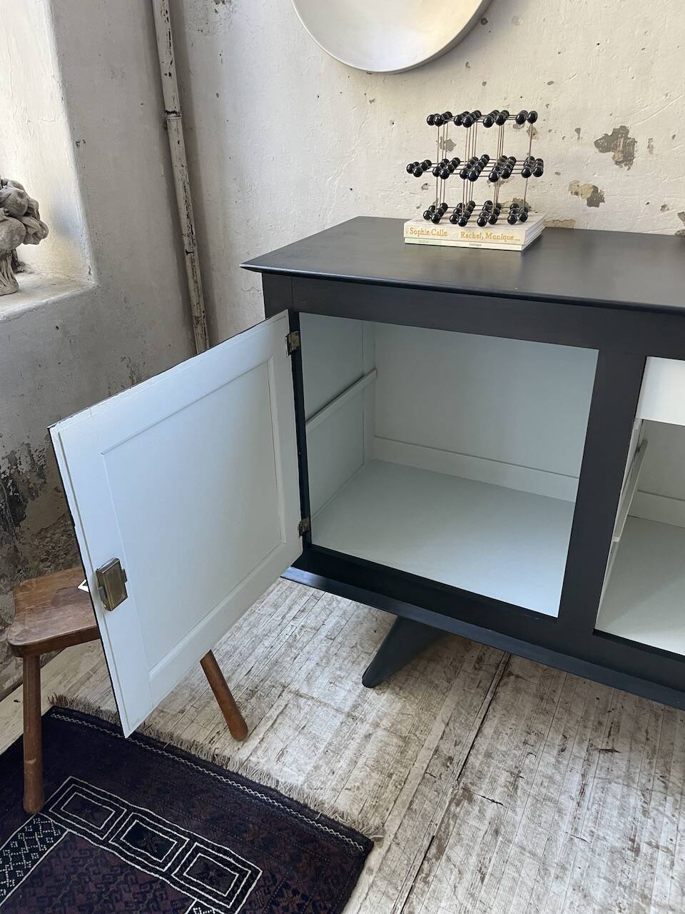 60s brutalist black sideboard