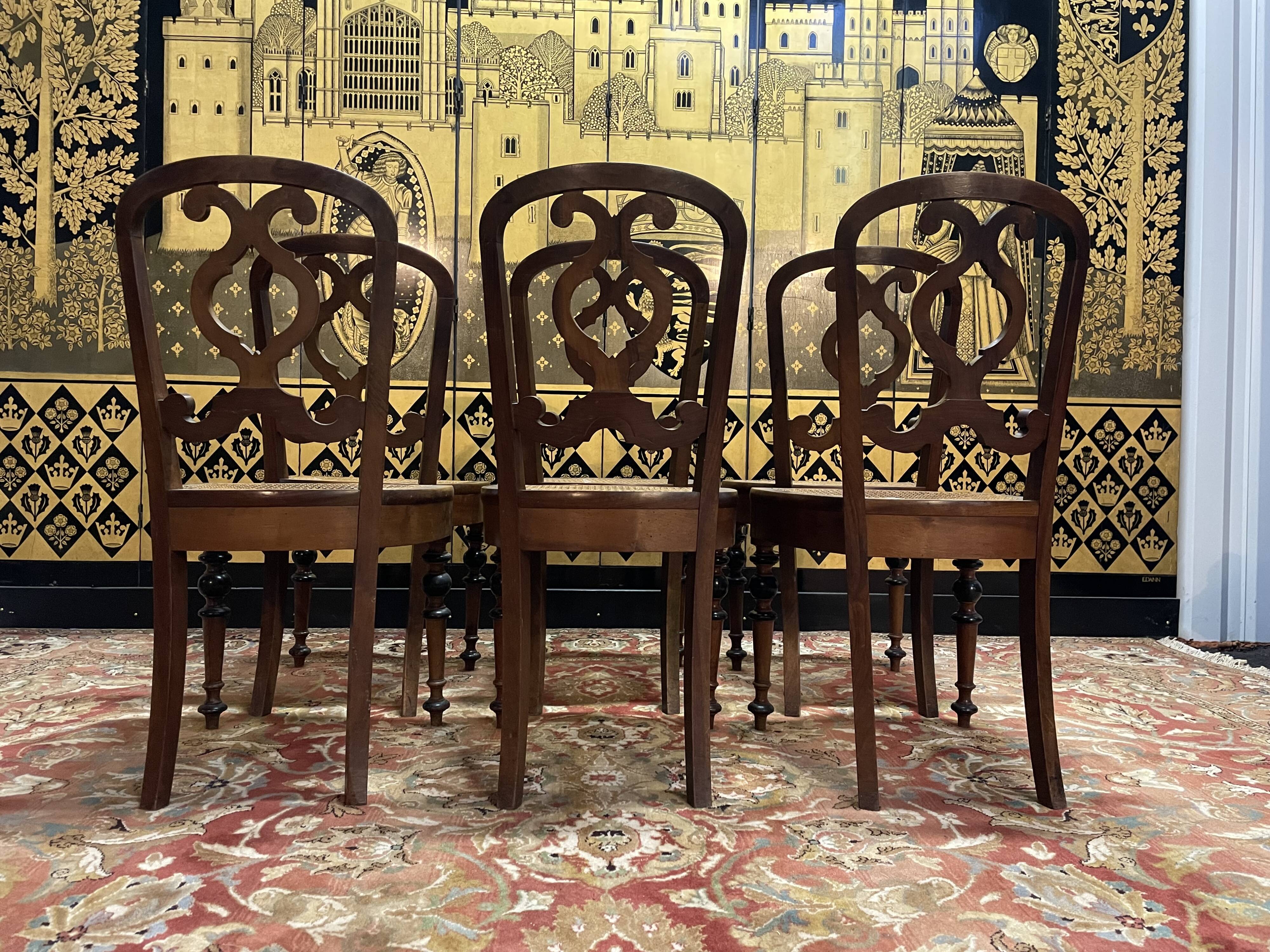 Suite of 6 Napoleon III cane chairs - Louis Philippe