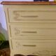 Vintage 3-drawer chest of drawers, redesigned in beige, green and wood