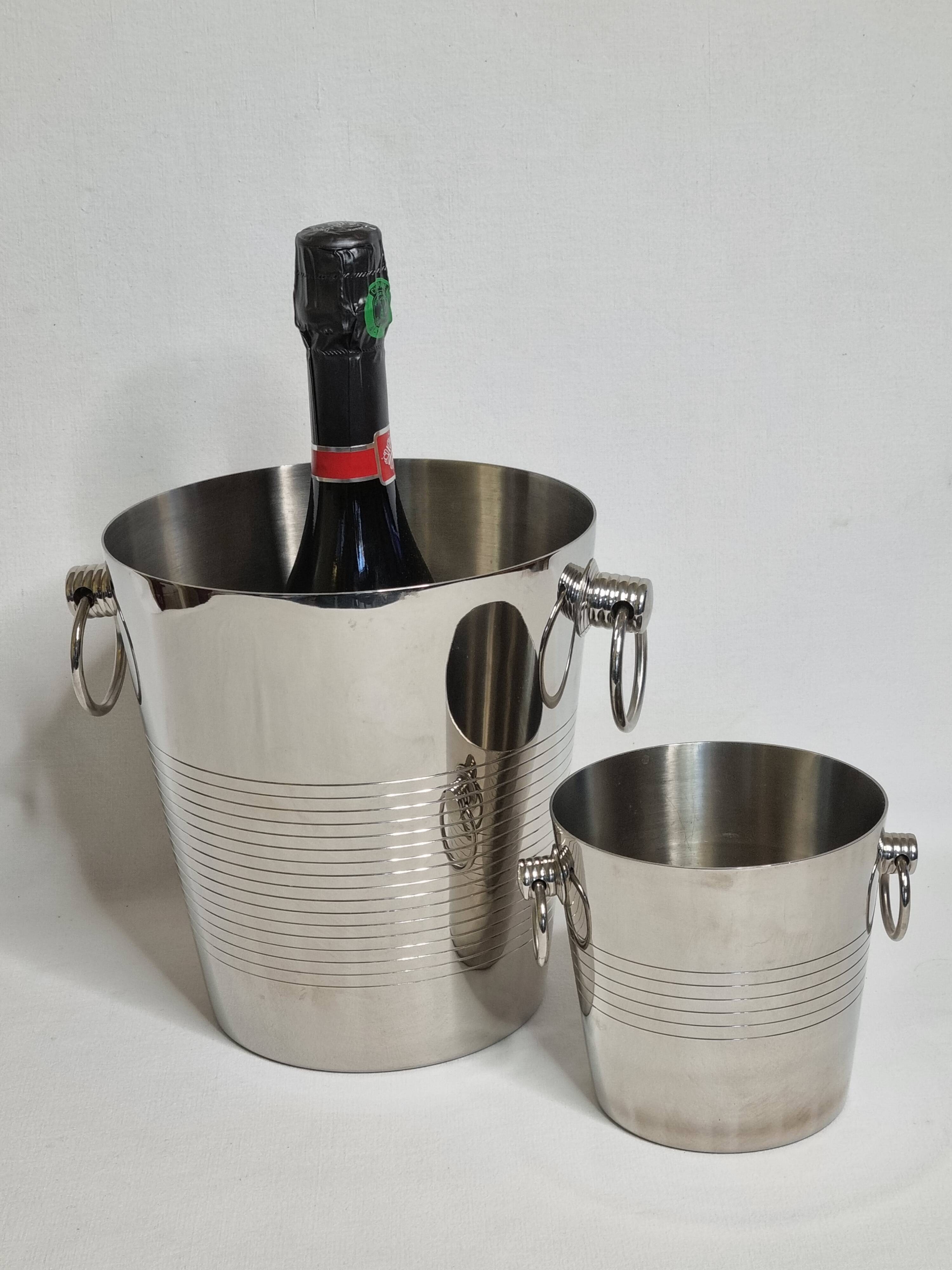 Letang Rémy stainless steel champagne cooler and ice bucket from the 80s