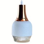 Vintage space age copper and opaline hanging lamp
