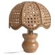 Italian Mid-Century Table Lamp, Pine Wood & Cane, Handcrafted, 1970s