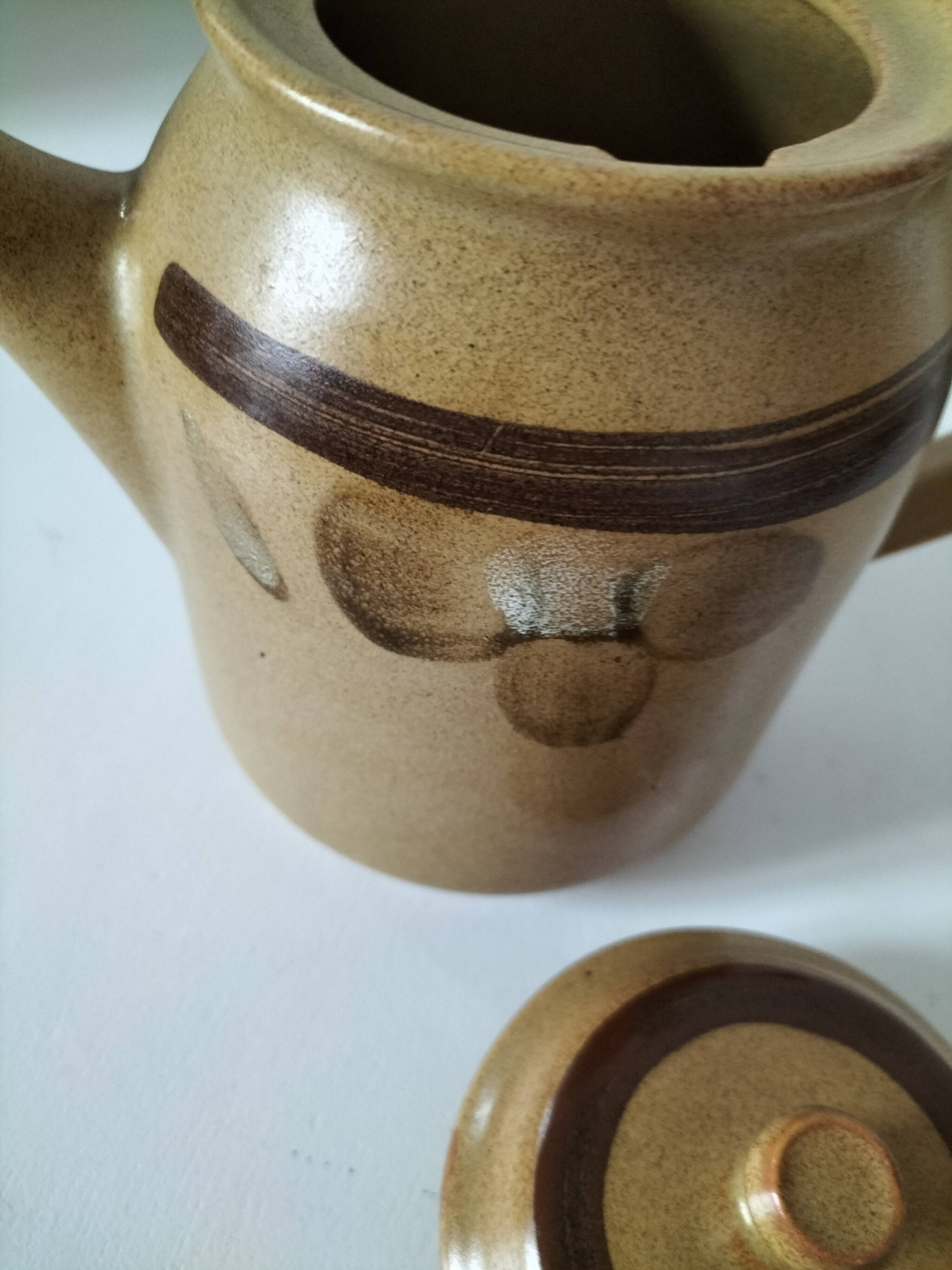 Stoneware coffee/tea pot from Sarreguemines, Lorraine, 70s.