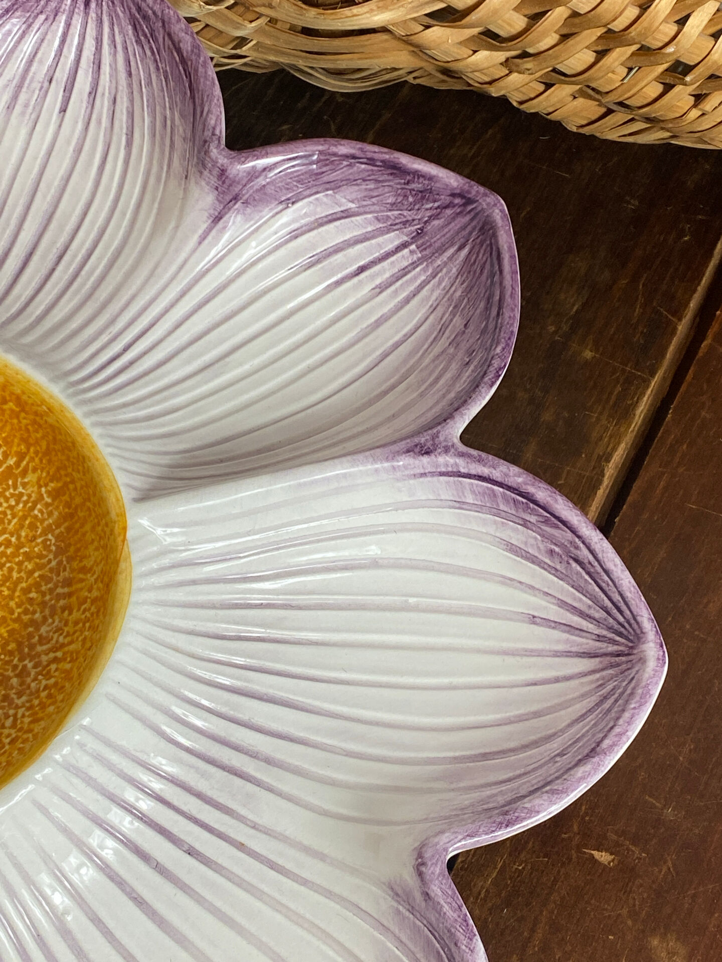 Divided plate, large ceramic flower, Italy