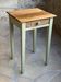 Restored antique oak bedside table - almond green and natural varnished wood
