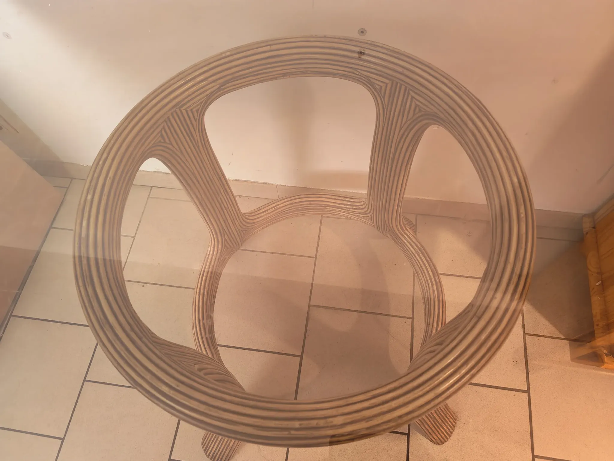 Old table in tinted glass