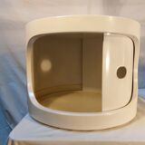 Pair of stackable vintage ABS plastic cylindrical bedside tables