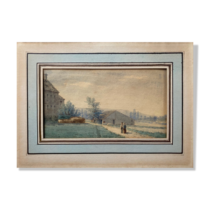 Tableau Aquarelle vers 1870 La