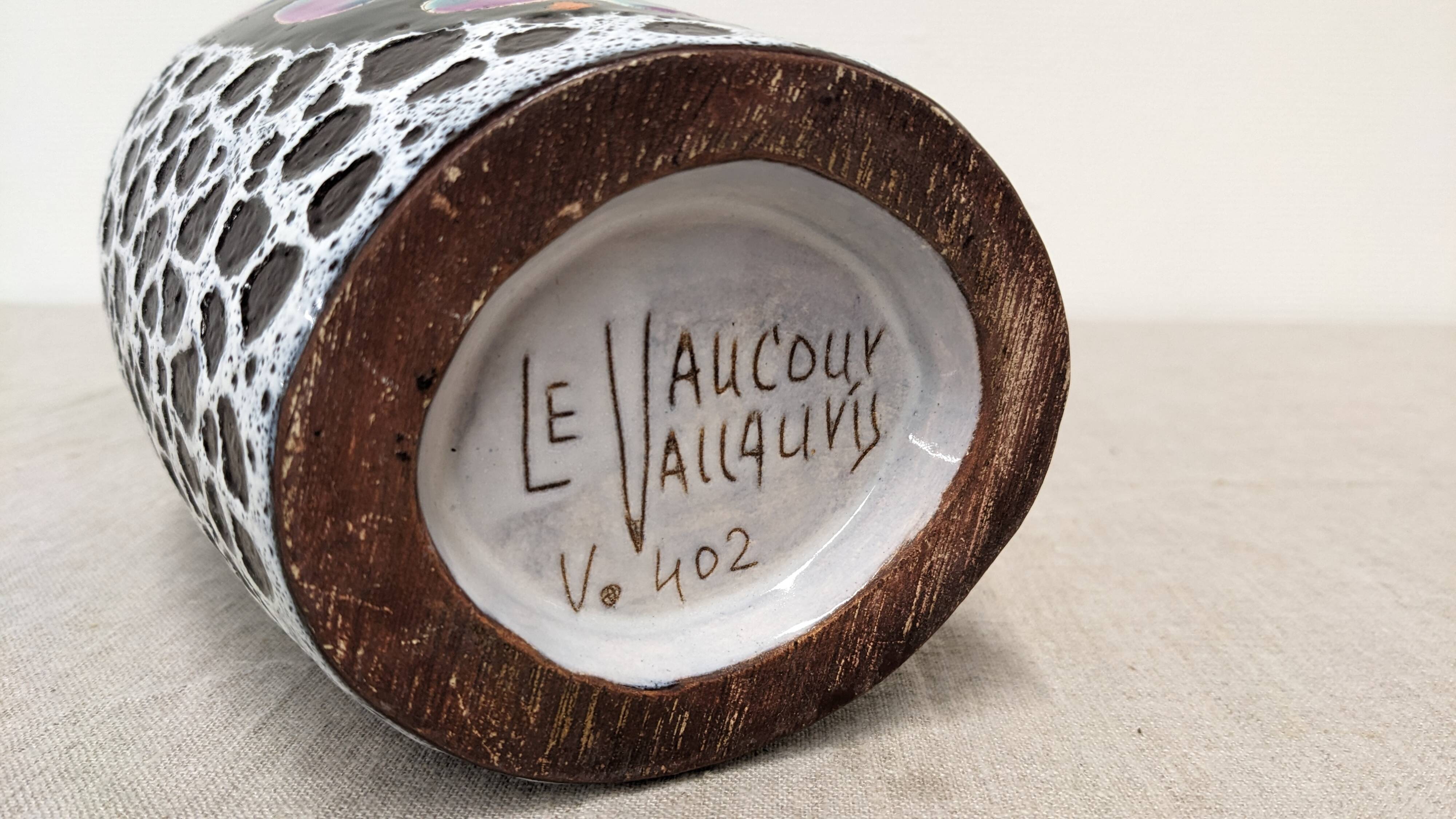 Ceramic vase by Marino Le Vaucour in Vallauris, France, circa 1960.