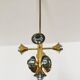 Brass and opaline glass Sputnik chandelier by Kaiser Leuchten