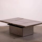 Table basse Belgo en métal brossé chromé