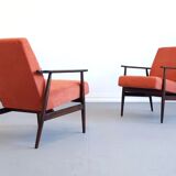 1960 Henryk Lis mid century armchair in rusty orange